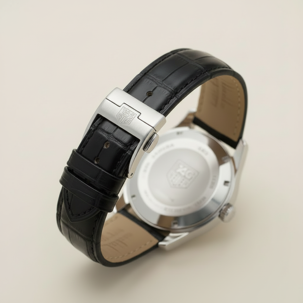 Tag Heuer-Inspired Black Leather Watch