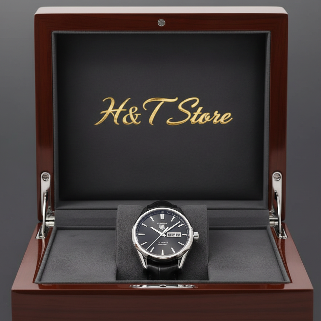 Tag Heuer-Inspired Black Leather Watch
