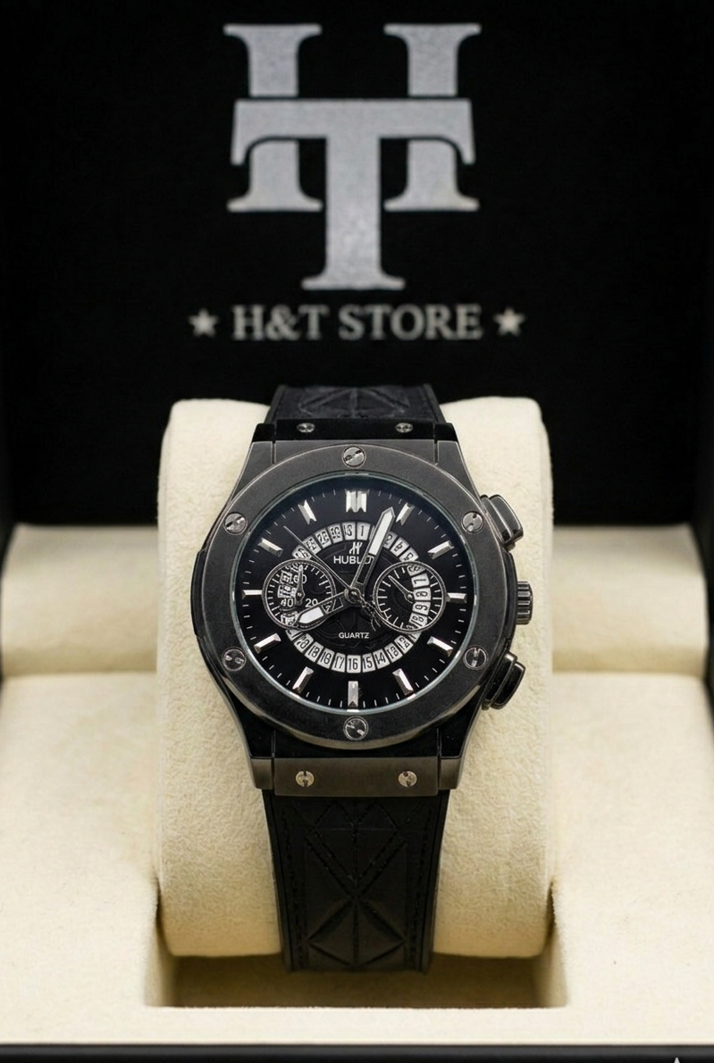 Hublot-Inspired Black Chrono Watch