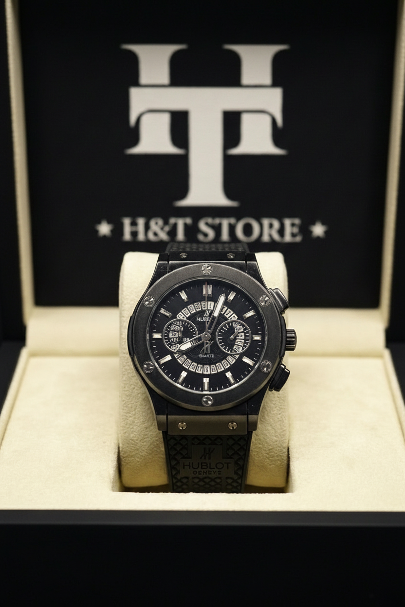 Hublot-Inspired Black Chrono Watch